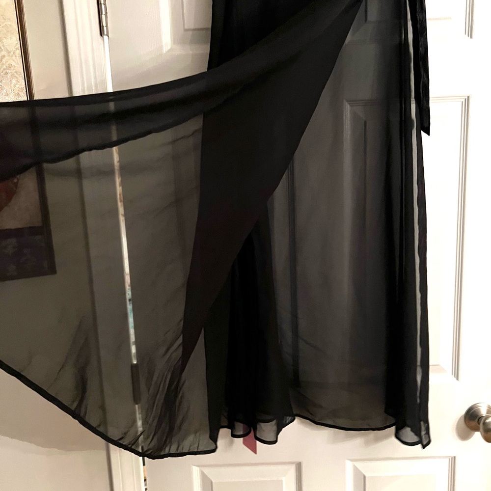 Chic Asymmetrical Black Sheer Wrap Skirt. 32" waist. New with tags.